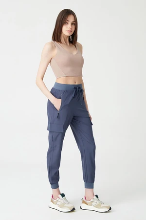LOS OJOS Women's Anthracite Cargo Pocket Jogger Pants with Elastic Waist and Legs. Cargo