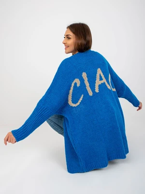 Dark blue women's cardigan with OH BELLA inscription on the back