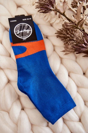 Women's cotton socks orange pattern blue