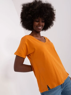 Light orange women's t-shirt basic with slit