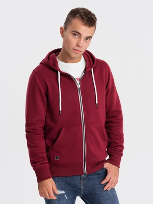 Ombre BASIC men's unbuttoned hooded sweatshirt - maroon