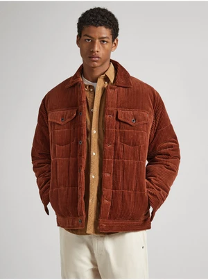 Men's Brick Winter Corduroy Jacket Pepe Jeans Barnet Cord - Men