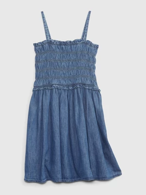 Blue girls' denim dress with straps GAP