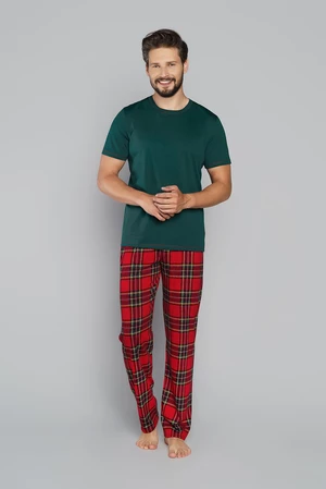 Men's pyjamas Narwik, short sleeves, long legs - green/print