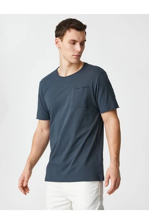 Koton Basic T-Shirt with Pocket Details, Short Sleeves, Slim Fit.