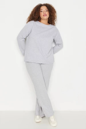 Trendyol Curve Gray Knitted Pajamas with Slits.