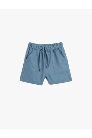 Koton Linen Shorts with Tie Waist Pocket