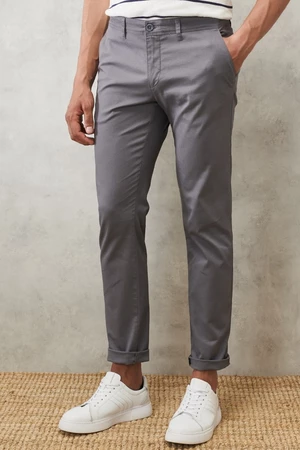 AC&Co / Altınyıldız Classics Men's Gray Slim Fit Slim Fit Chino Pants with Side Pockets, Flexible