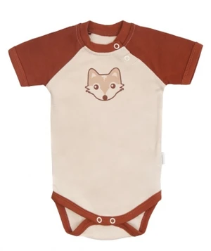 Mamatti Kojenecké body kr. rukáv, Baby Fox - béžová/hnědá, vel. 74 (6-9m)