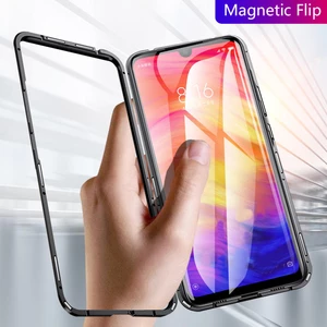 Bakeey Magnetic Flip Metal Frame Tempered Glass Full Cover Protective Case for Xiaomi Redmi 7 / Redmi Y3