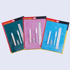 A4 Cutting Mat Set Thicken PVC Art Carving Pad Ruler Carving Tools Utility Cutter Hand Art Work Paper Leather Cloth Cutt