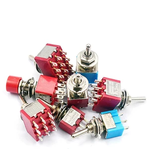 1pcs Red Mini 3/6/9/12Pin 2/3Position Toggle Switches Mini Toggle Switches 6A/125V 2A/250V AC MTS Series Push Button Swi