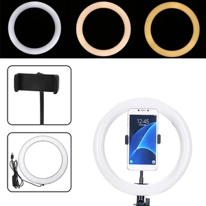 26cm Portable Stepless Adjustable LED Ring Full Light Makeup Mirror Light Photography Lighting Selfie Ring Lamp with Pho