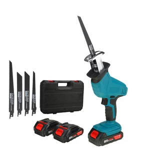 88VF Electric Reciprocating Saw Variable Speed Metal Wood Cutting Tool W/ 4pcs Blades & Plastic Case & None/1/2 Battery