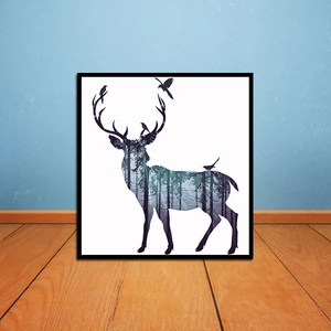 Miico Hand Painted Oil Paintings Simple Style-A Side Face Deer Wall Art For Home Decoration Painting