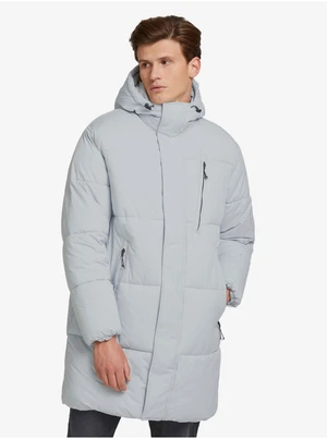 Light Grey Men's Quilted Winter Coat with Hood Tom Tailor Den - Men