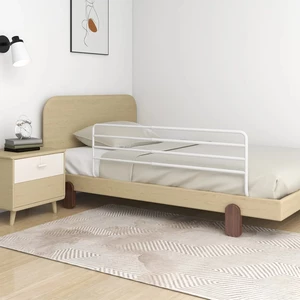 [EU Direct] vidaxl 10234 Toddler Safety Bed Rail White (76-137)x55 cm Iron Fabric Polyester Children's Bed Barrier Fence