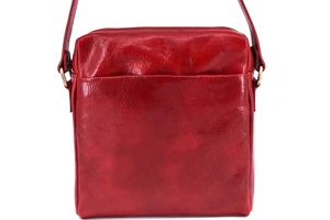 Kožená taška přes rameno crossbody - červená