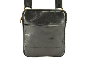 Kožená taška přes rameno crossbody - černá
