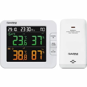 Teplomer GARNI 419T SMART biela teplomer s vlhkomerom • meranie vnútornej a vonkajšej teploty • meranie vlhkosti vzduchu • bezdrôtový prenos (bezdrôto