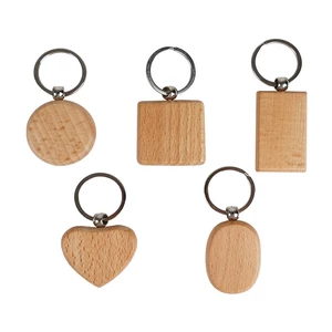 TWOTREES® 5Pcs Blank Wooden Keychain Diy Wooden Keychain Key Tag Anti-Lost Wood Accessories for Laser Engraving