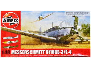 Level 2 Model Kit Messerschmitt Bf109E-3/E-4 Fighter Aircraft with 3 Scheme Options 1/48 Plastic Model Kit by Airfix
