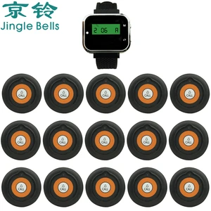 JINGLE BELLS Wireless Calling System 15 Transmitters+1 Watch Pager Waiter Calling Systems/Kitchen Hospital Calling System Pager
