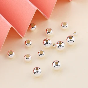 2-5MM 925 Sterling Silver Round Beads Spacer Beads Jewelry Findings Accessories Silver Bead for Bracelet&Necklace Jewelry Making