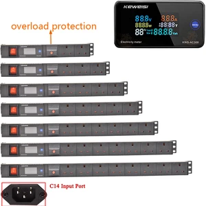 Network cabinet rack Power strip British standard socket LCD voltmeter with overload protection C14 input without extension cord