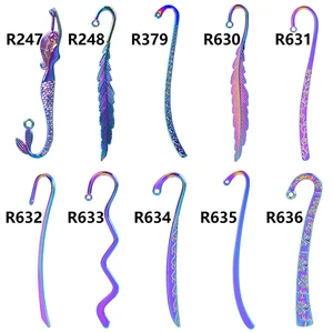 Wholesale 12PCS Mix Bulk Metal Bookmark Alloy Electroplate Rainbow/Retro Silver Color For Jewelry Making Crested Mermaid Flower