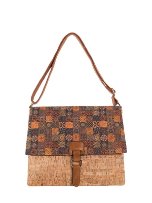 Light brown spacious patterned shoulder bag