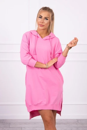 Dress with hood and longer back light pink