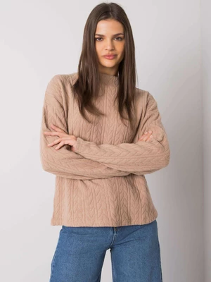Dark beige sweater with soft Brailey pattern RUE PARIS
