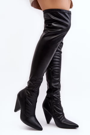 Lu Boo eco-leather high-heeled boots, black
