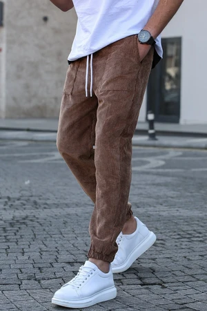 Madmext Men's Brown Corduroy Sweatpants 5466