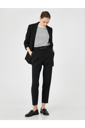 Koton Belted Carrot Trousers Pleated with Pocket