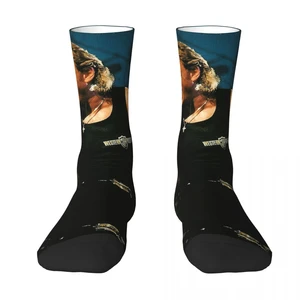 Johnny And Hallyday Mort Color contrast socks Drawstring Backpack Elastic Socks Funny Novelty Classic R337 Stocking