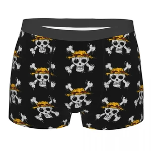 Men One Piece Skull Underwear Japanese Anime Hot Boxer Shorts Panties Male Breathable Underpants