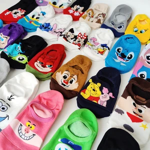 Cute Disney Mickey Mouse Short Women Socks 25 Style Summer Minnie Stitch Cotton Girl's Boat Socks Low Ankle Women's Socks