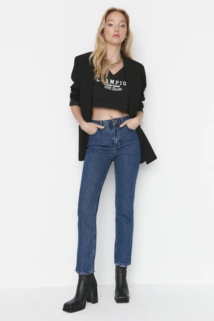 Trendyol Dark Blue High Waist Bootcut Jeans