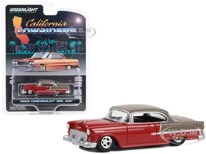 1955 Chevrolet Bel Air Lowrider Ruby Red and Matt Bronze "California Lowriders" Series 3 1/64 Diecast Model Car by Greenlight