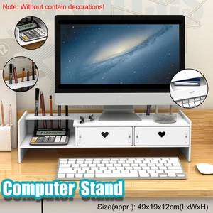 Universal with Storage Drawer Macbook PC Riser Laptop Monitor Wooden Desktop Stand Holder Screen Rack Organizer