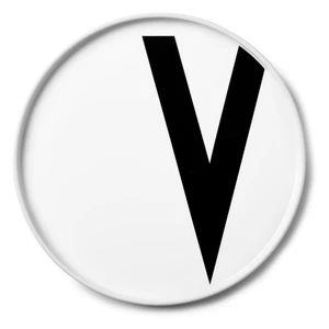 Biely porcelánový dezertný tanier Design Letters V, 21,5 cm