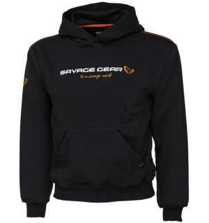 Savage gear mikina junior logo hoodie black ink - 14-16 let