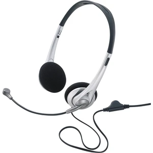 Basetech TW-218 headset k PC jack 3,5 mm káblový na ušiach čierna, strieborná