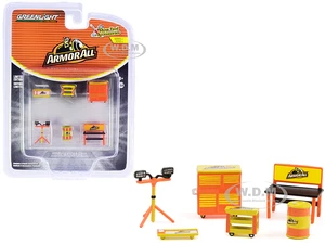 "Armor All" 6 piece Shop Tools Set "Shop Tool Accessories" Series 4 1/64 Models by Greenlight