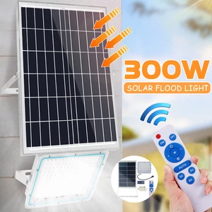 300W 300LED 5000LM Solar Powered Flood Light Remote Control Light Sensor Timing Outdoor Waterproof IP65