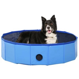 [EU Direct] 80x20 cm vidaXL 170825 Foldable Dog Swimming Pool Blue PVC Foldable Bathing Bathtub Cooling Mat