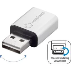 Adaptér USB 2.0 Renkforce [1x USB 2.0 zástrčka A - 1x USB 2.0 zásuvka A] stříbrná oboustranně zapojitelná zástrčka, hliníková zástrčka