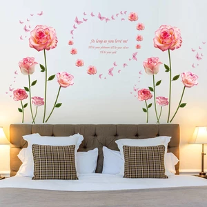 Miico SK9337 Pink Rose Bedroom And Living Room Wall Sticker Decorative Stickers DIY StickersCabinet Sticker